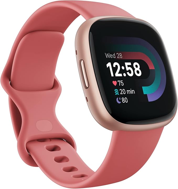 Vers 4 Smartwatch – GPS, Heart Rate, Sleep & Fitness Tracking – Waterfall Blue/Platinum