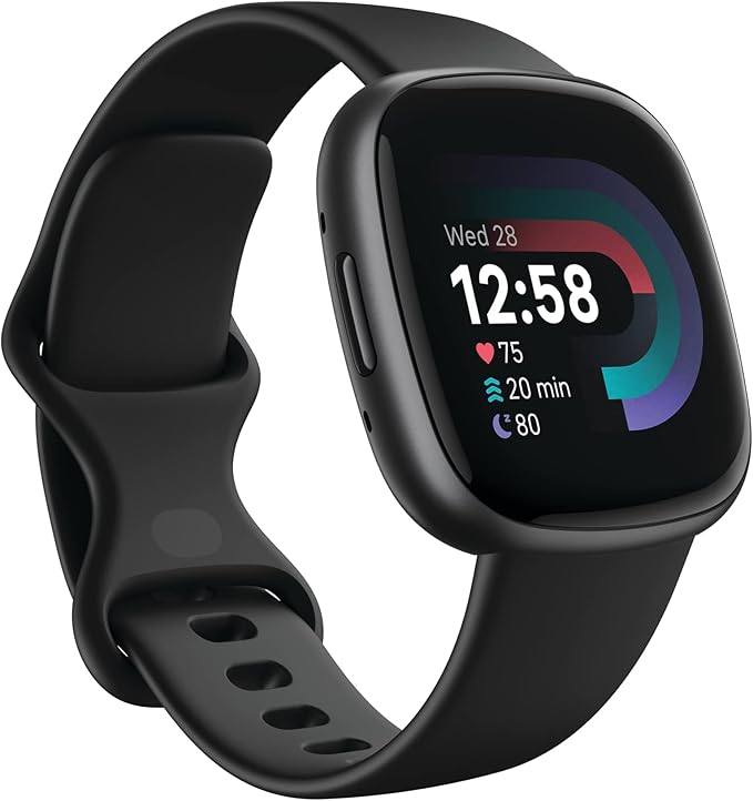 Vers 4 Smartwatch – GPS, Heart Rate, Sleep & Fitness Tracking – Waterfall Blue/Platinum