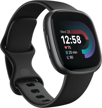 Vers 4 Smartwatch – GPS, Heart Rate, Sleep & Fitness Tracking – Waterfall Blue/Platinum